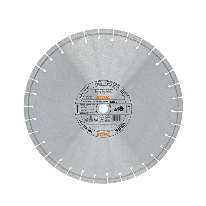 EDW Professionele diamantdoorslijpschijf beton 350 mm x 30,0 mm segmenthoogte 15 mm Turbo Supercut universele diamantslijpschijf voor beton, gewapend beton, graniet metselwerk