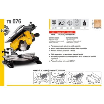 Femi Jobline TR076 Afkort verstekzaag met boventafel 1200W 230V - Afbeelding 4