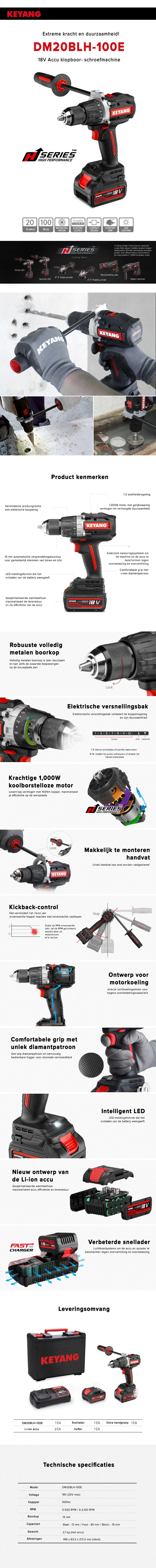 Accu klopboor- schroefmachine 18V 5.0Ah