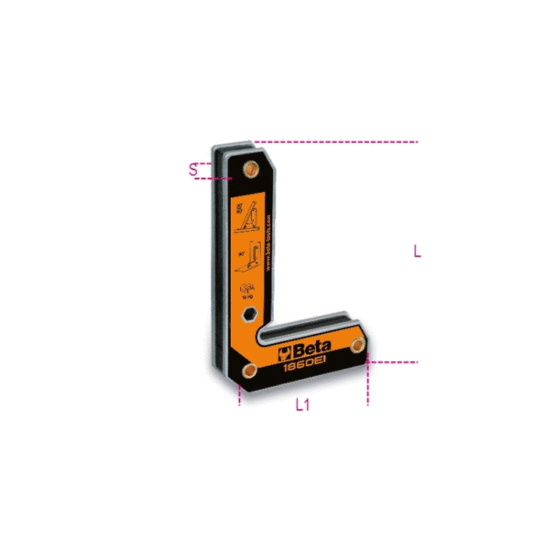 Beta 1860EI Magnetische Laswinkelhaak voor Binnen En Buitenhoeken 90°