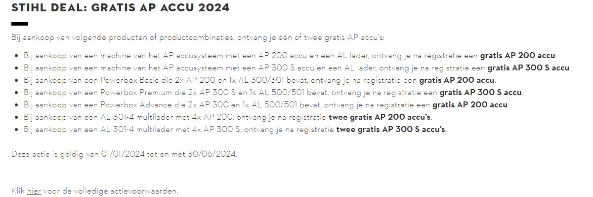 Stihl AP accu Actie