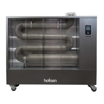Diesel infraroodstraler WELTEM WHO-135 – vooraanzicht van de brede infrarood heater voor bedrijfshallen