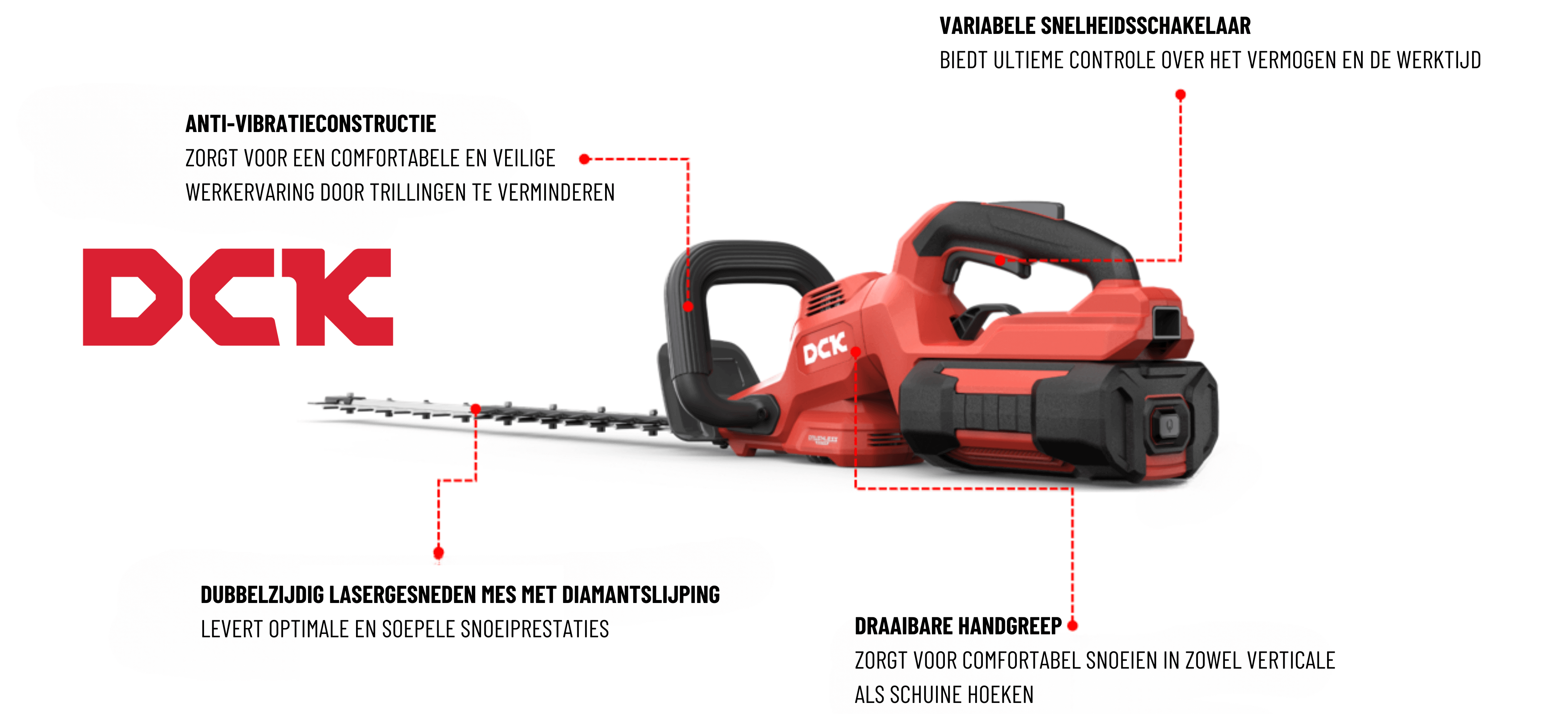 DCK 58V heggenschaar kenmerken