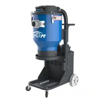 BYCON Industriële cycloonstofzuiger AVC-2000P zuigt betonstof af op een bouwplaats