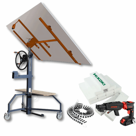 Edma Platenlift + Gipsplaatschroefmachine + gipsplaatschroeven Edma Platenlift + Gipsplaatschroefmachine + gipsplaatschroeven