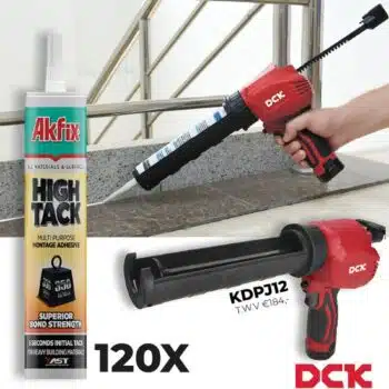 AKFIX ACTIESET Hightack wit 120x + 1x DCK Accu Kitspuit 12V – Complete lijmset voor professioneel gebruik