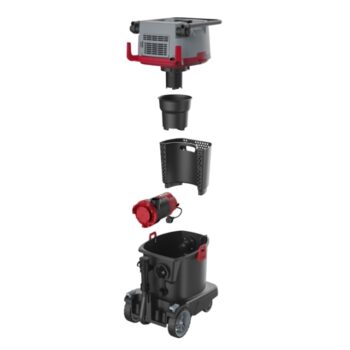 Exploded view van de HydroX Works waterzuiger met onderdelenoverzicht