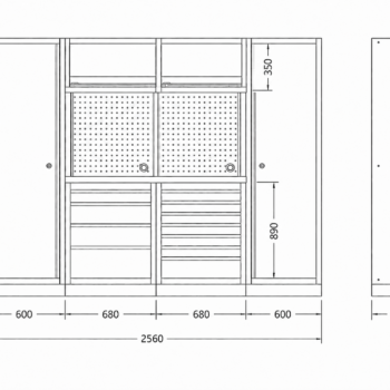 Pillar modulaire werkplaatsinrichting met 2 hoge kasten en roestvrijstalen werkblad - Afbeelding 15
