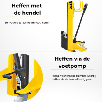 1000MS Handmatige Stapelaar 1000kg - Hefbereik 1600/2500/3000mm - Afbeelding 4