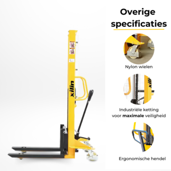 1000MS Handmatige Stapelaar 1000kg - Hefbereik 1600/2500/3000mm - Afbeelding 5