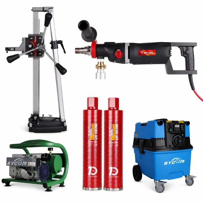 BYCON DB-202D Droogboorset PRO | incl. DBS-162 statief, vacuümpomp, AVC38-HEPA & 2 boren