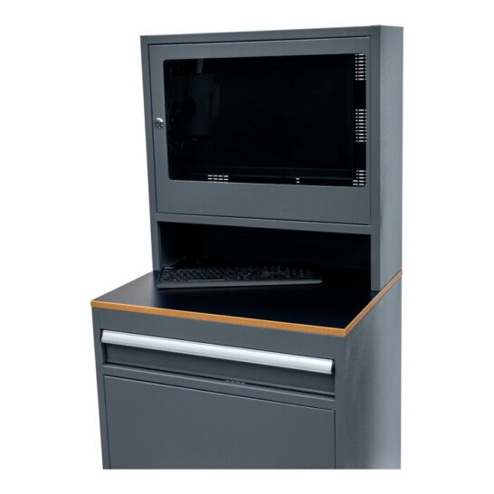 Huvema K7340G computerkast met open onderkast en toetsenbordlade