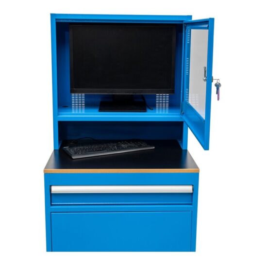 Huvema K7340 computerkast met geopende monitorruimte
