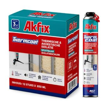 Akfix Thermcoat spuitbaar PU isolatieschuim 850 ml voor thermische en akoestische isolatie