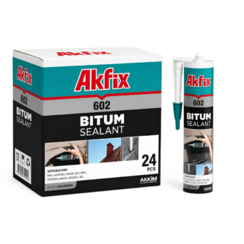Doos met 24 kokers AKFIX 602 vezelversterkte bitumenkit 310 ml