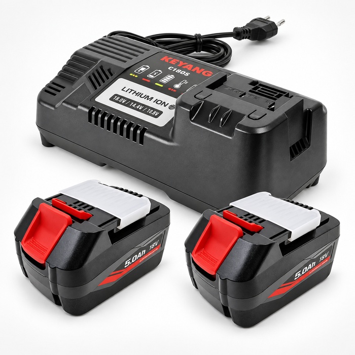 KEYANG 18V 5.0Ah Accuset met 2 Accu’s en Oplader
